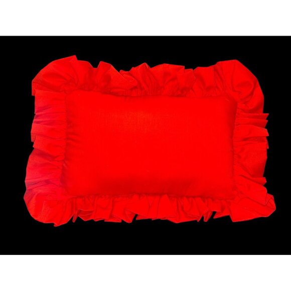 Vtg Christmas Pillow With Embroidered Quote Ruffle Trim 17"x12" - Picture 2 of 5